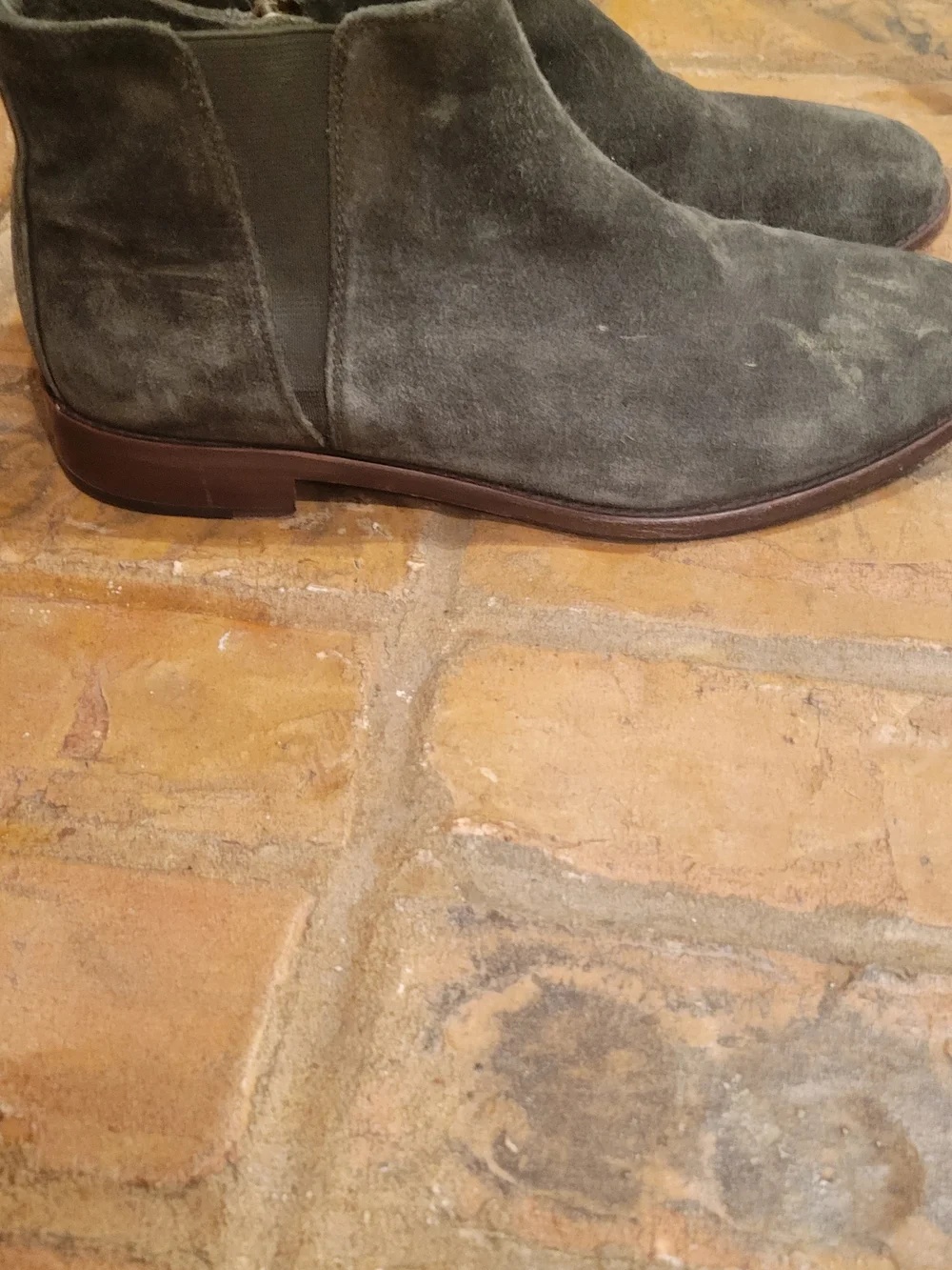 Johnston & Murphy Olive Green Suede Chelsea Booties
